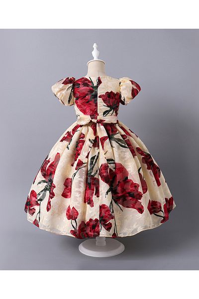Mark & Mia Mark & Mia Floral All Over Printed Short Sleeves Party Dress - Beige