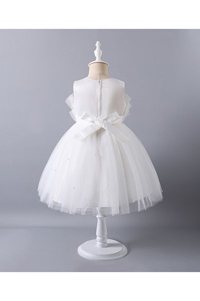 Mark & Mia Mark & Mia Bow Detailed Sequins Embellished Sleeveless Tulle Dress - White