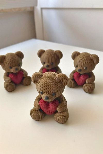 CESTOPİENO 20 Pieces 5 cm Mini Heart Teddy Bear Decoration Bouquet Cake Decoration Suitable for Contact with Toys and Food