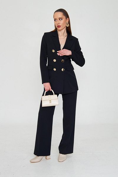 LOVELF Large Gold Buttoned Double Breasted Suit Black
