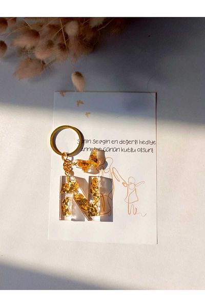 demirbasavm Mother's Day Special Handmade Letter N Epoxy Keychain