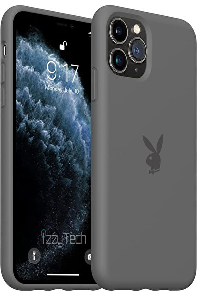 izzytech حافظة سيليكون لهاتف آيفون 11 برو ماكس، شعار بلاي بوي، سطح داخلي مخمل...
