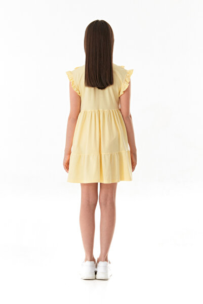 Fulla Moda Yakası Güpürlü Kız Çocuk Elbise