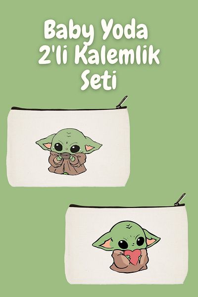 designedfy Baby Yoda 2 τεμαχίων τσάντα μακιγιάζ Advantage Σετ, θήκη για στυλό, πορτοφόλι, τσάντα ρούχων