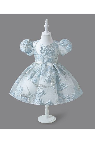 Mark & Mia Mark & Mia Short Puffed Sleeves Pearl Embellished Dress - Sky Blue