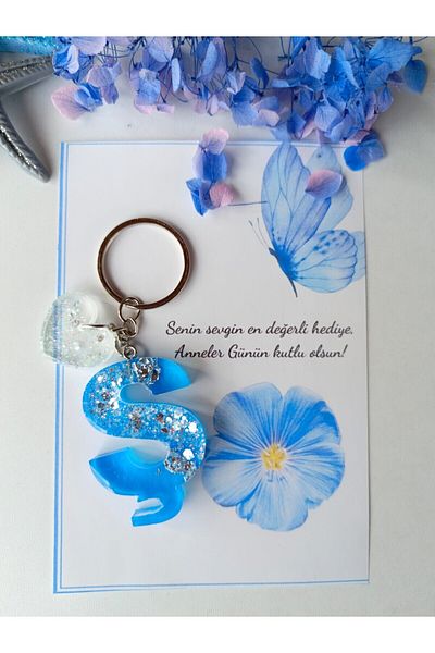 demirbasavm Mother's Day Special Handmade Letter S Epoxy Keychain