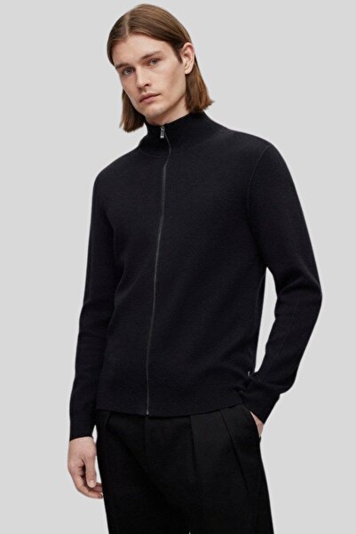 BOSS Normal Kesim Erkek Örgü Hırka Siyah