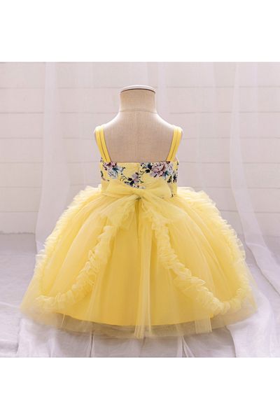 Mark & Mia Mark & Mia Floral Printed Singlet Neck Party Frock - Yellow