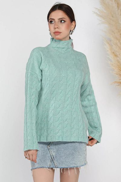 GÜLSELİ Mint Half Turtleneck Patterned Women's Knitwear Sweater
