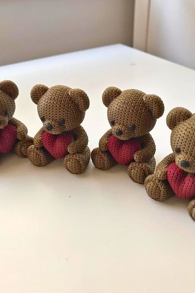 CESTOPİENO 50 Pieces 5 cm Mini Heart Teddy Bear Decoration / Cake Decoration / Toy / Bioplastic Suitable for Contact with Food