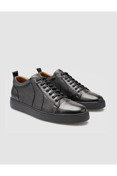 Cabani 100% Genuine Leather Black Men's Sneakers