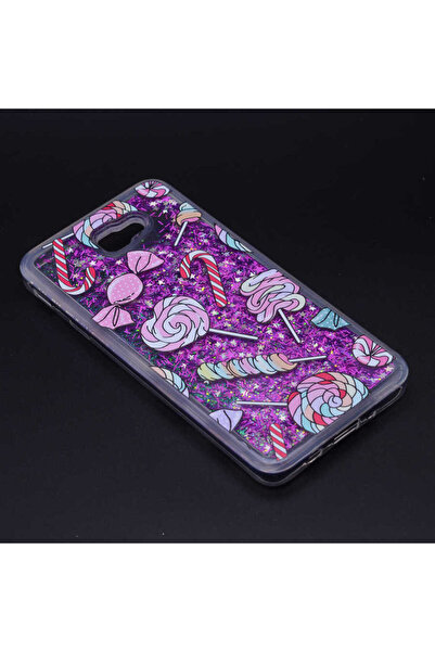 TechTrove Galaxy J7 Prime İçin Uyumlu Desenli Simli Akışkan Sıvılı Silikon Kılıf