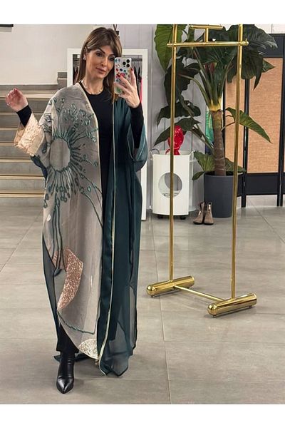 fiore fashion عباية قفطان 145 سم عباية فيراس بيشت قماش رقيق مقاس 38-46 مقاس كبير