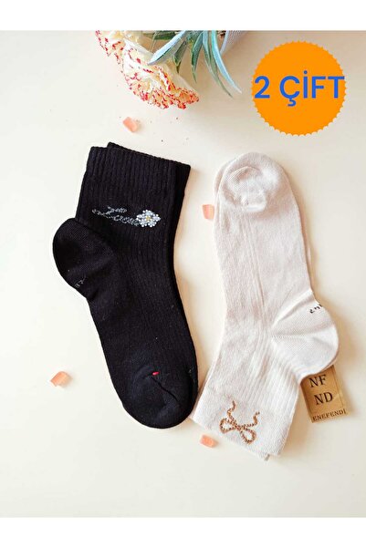 ENEFENDİ 2 Double Stone Kuredele - Love Dezelflili Стилен, безшевен, удобен бански костюм в цвят крем и черно 36-40