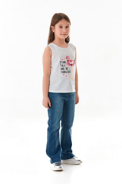 Fulla Moda Tricou pentru fetiță, fără mâneci, 100% bumbac, imprimat cu flamingo