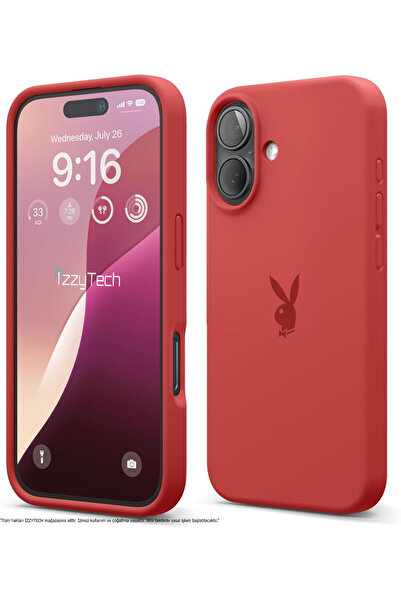 izzytech حافظة سيليكون لهاتف آيفون 16، شعار بلاي بوي، سطح داخلي مخملي، حافظة ...