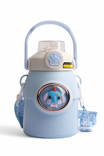 ROSECENTERBAZAAR Children's Crossbody Large Capacity Stainless Steel Thermos Cup with Straw (Imported)