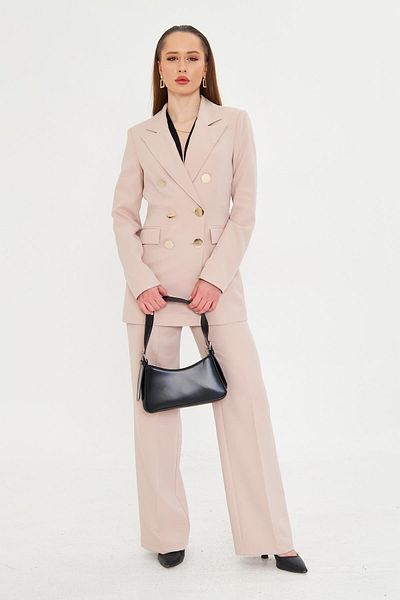 LOVELF Double Breasted Suit with Big Gold Buttons Beige