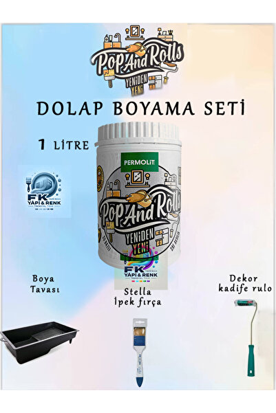 Permolit Pop And Rolls Su Bazlı Akrilik Boya Dolap Boyama Seti