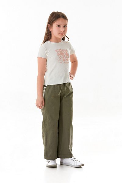 Fulla Moda Text Printed Girl's T-Shirt with Gathered Sides