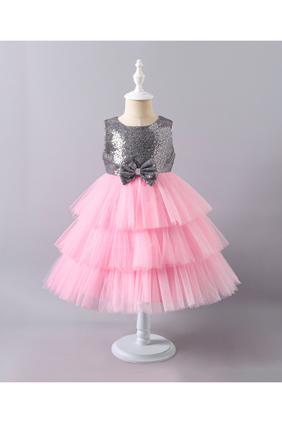 Mark & Mia فستان من التول بدون أكمام مزين بالترتر وتفاصيل فيونكة من مارك آند ...