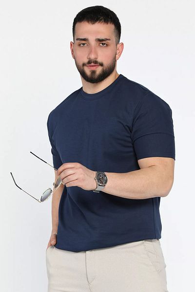 MİSHAR İTALİA Ανδρικό μπλουζάκι με λαιμόκοψη Navy Blue