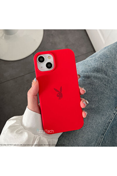 izzytech حافظة هاتف آيفون 15، شعار بلاي بوي، سطح داخلي مخملي، حافظة مقاومة لل...