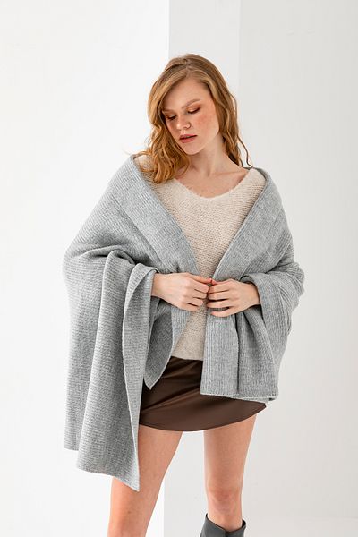 Wega Moda Glitter Plain Knit, Κομψό άνετο μαλακό σάλι ώμου - Αξεσουάρ για μπράτσα