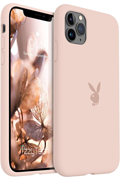 izzytech حافظة سيليكون لهاتف آيفون 11 برو ماكس، شعار بلاي بوي، سطح داخلي مخمل...