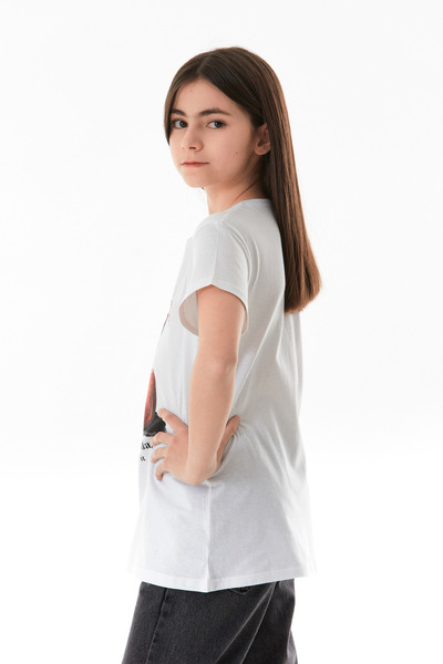 Fulla Moda Κοριτσίστικο μπλουζάκι από 100% βαμβακερό κεράσι με στάμπα με λαιμόκοψη