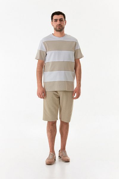 Fulla Moda Μπλουζάκι με ριγέ λαιμόκοψη Oversize