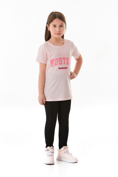 Fulla Moda Κοριτσίστικο μπλουζάκι από 100% βαμβάκι Boston Text Printed