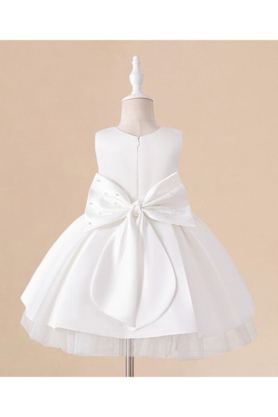 Mark & Mia Mark & Mia Pearl Embellished Bow Detailed Sleeveless Frock - White