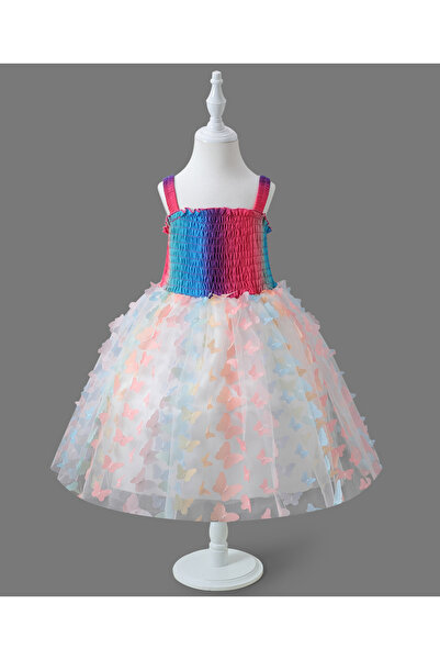 SAPS SAPS Butterfly Embellished Square Neck Party Dress - Multicolor