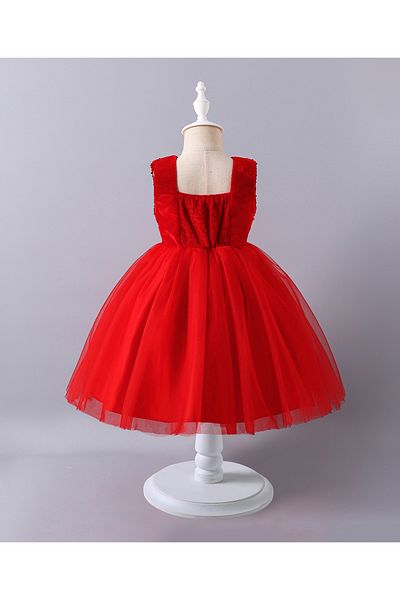 Mark & Mia Mark & Mia Sequins Embellished & Bow Detailed Sleeveless Tulle Dress - Red