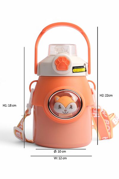 ROSECENTERBAZAAR Children's Crossbody Large Capacity Stainless Steel Thermos Cup with Straw (Imported)