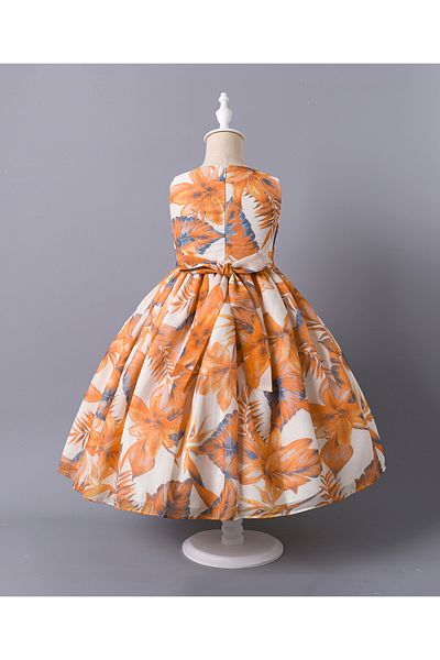 Mark & Mia Mark & Mia Floral Printed Bow Embellished Dress - Orange