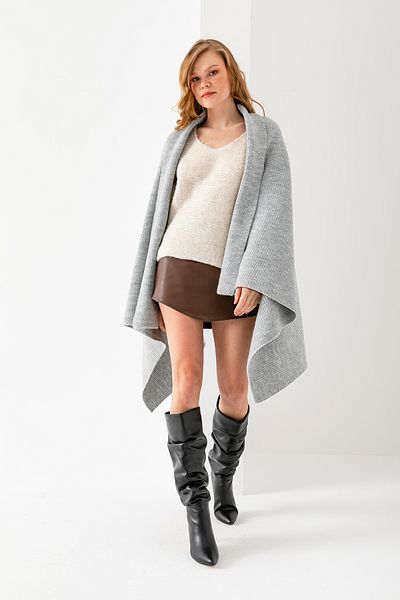 Wega Moda Glitter Plain Knit, Κομψό άνετο μαλακό σάλι ώμου - Αξεσουάρ για μπράτσα