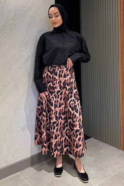julude Φούστα με μοτίβο λεοπάρ Leopard Pattern Scuba Kilos Hijab