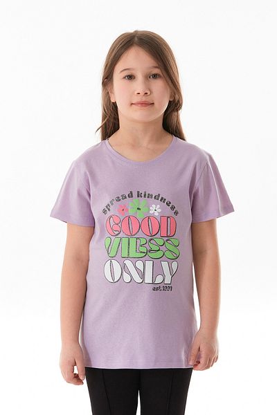 Fulla Moda 100% Cotton Text and Flower Printed Girl's T-Shirt