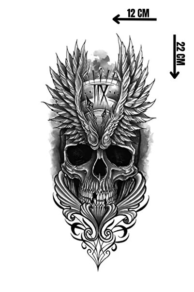 Barly Geçici Kuru Kafa Figürlü Büyük Boy Dövme Tattoo