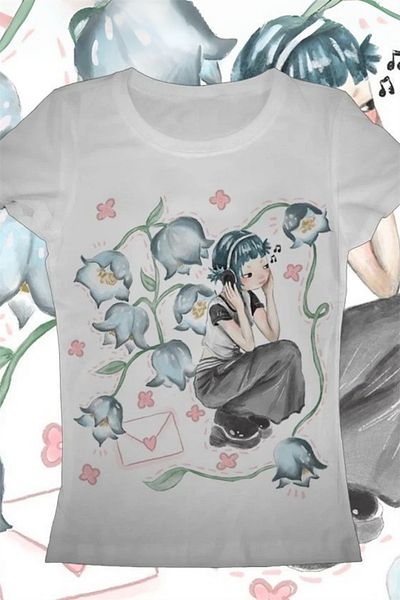 Karakedi White Girl İn Flowers Gothic Y2K Short Sleeve Crop