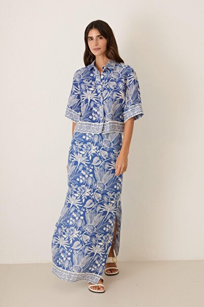 Setre Cămașă albastră cu mânecă scurtă din in