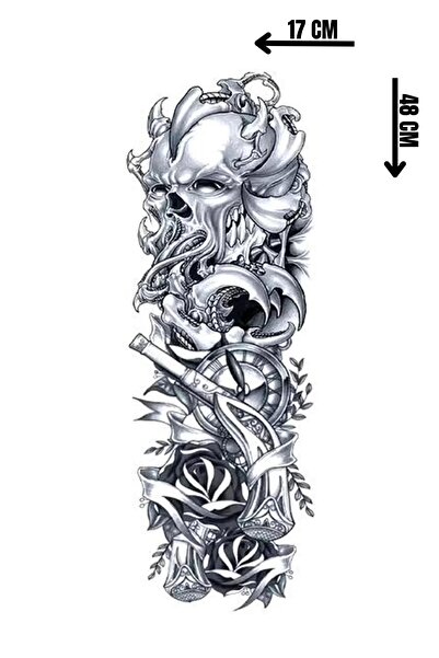 Barly Geçici Kuru Kafa Figürlü Kol Dövme Tattoo