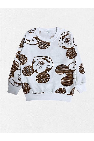Fil Kids Set de pijamale de iarnă cu mânecă lungă, 100% bumbac, alb, cu model Mickey