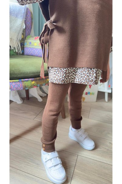 VOSVOSBABYSTORE LEOPAR DESEN GÖMLEKLİ TRİKO ÜÇLÜ TAKIM