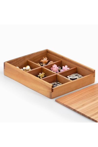 Woodsaka Horizontal Box with Compartment Sliding Cover - Butterflies