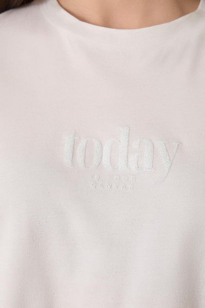 Setre Ecru 100% Cotton Crew Neck Basic T-Shirt