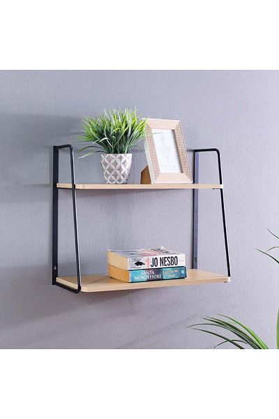 Danube Home New Ladder 2 Tier Wall Shelf Black L52xw22xh41.5cm