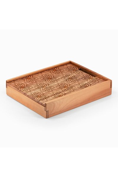 Woodsaka Horizontal Box with Compartment Sliding Door - Star Flower
